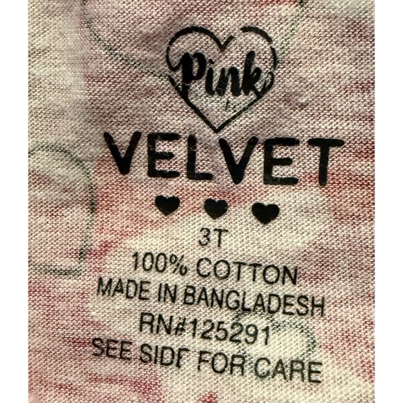 Pink Velvet Toddler Girl 3T T-Shirt Lot of 2 – Polka Dot + Hearts Print - Picture 4 of 6